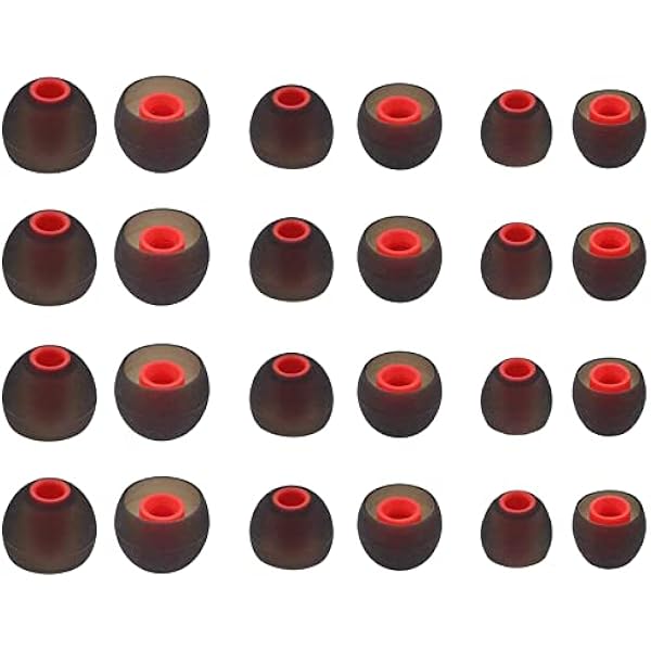 ALXCD Ear Tips for in-Ear Headphones, S/M/L Sizes 12 Pairs Soft Silicon Earbuds Tips Eartips with 3.8mm Connector Hole, Fit Most in-Ear Earbuds(Inner Hole 3.8mm -4.8mm) 12 Pairs, Black/Red, S/M/L