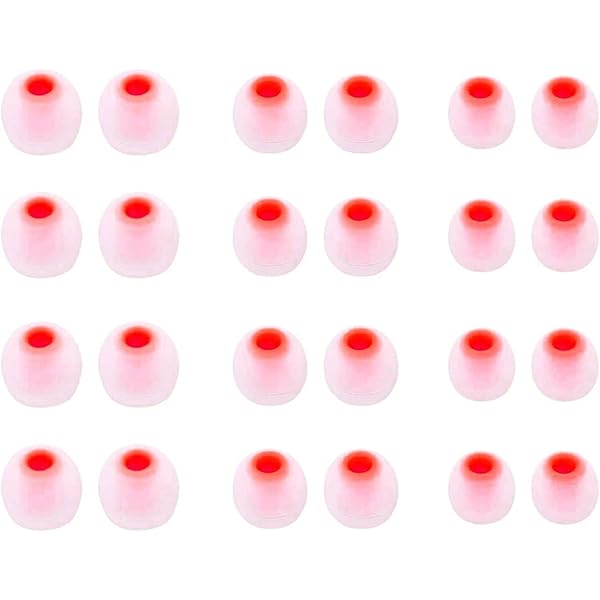 ALXCD Ear Tips for in-Ear Headphones, S/M/L Sizes 12 Pairs Soft Silicon Earbuds Tips Eartips with 3.8mm Connector Hole, Fit Most in-Ear Earbuds(Inner Hole 3.8mm -4.8mm) 12 Pairs, White/Red, S/M/L