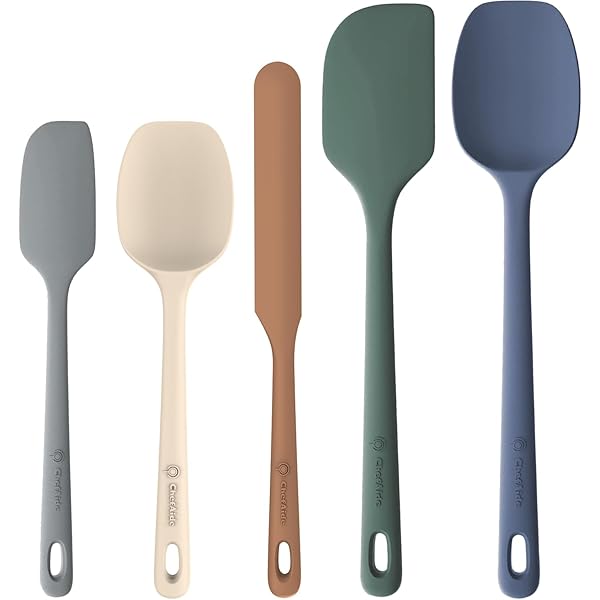 5 Pieces Silicone Spatula Set, Food Grade Rubber Spatula, Upgrade Strong Handle with Ergonomic Grip, Heat Resistant Up to 600°F for Nonstick Cookware, Cooking