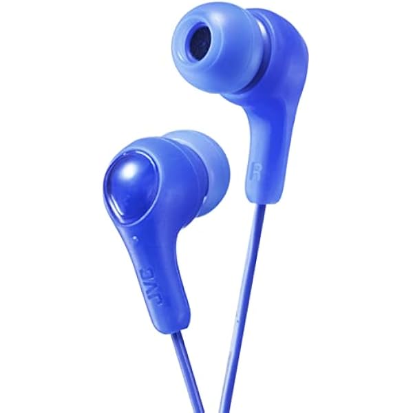 JVC Gumy in Ear Earbud Headphones, Powerful Sound, Comfortable and Secure Fit, Silicone Ear Pieces S/M/L - HAFX7A (Blue) One Size, 1 Count (Pack of 1)