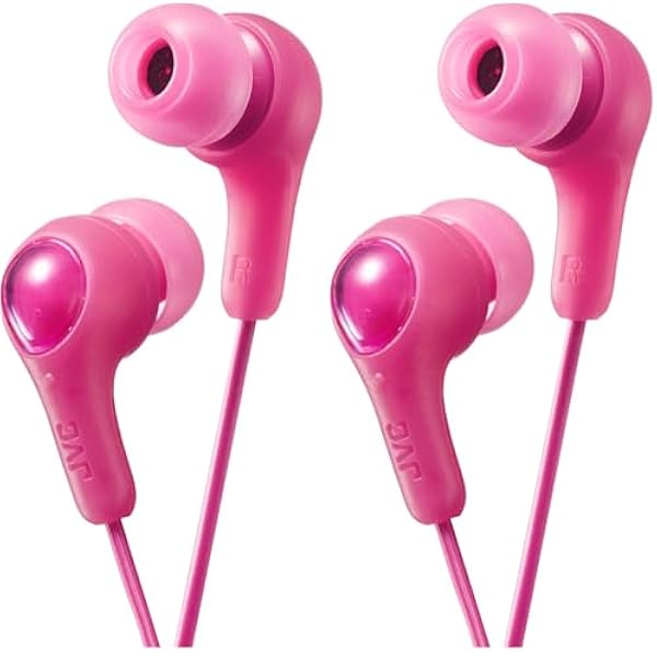 JVC Gumy in Ear Earbud Headphones, Powerful Sound, Comfortable and Secure Fit, Silicone Ear Pieces S/M/L - HAFX7P Pink, 1 Count (Pack of 2)