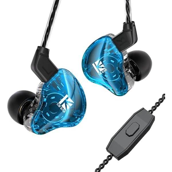 YINYOO KBEAR in Ear Monitor Headphones KS1 Wired Earphones Super Bass Earbuds, Crystal Clear Sound IEM Headphones, High Resolution Noise Canceling Ear Monitors Headphone for Singers Musician