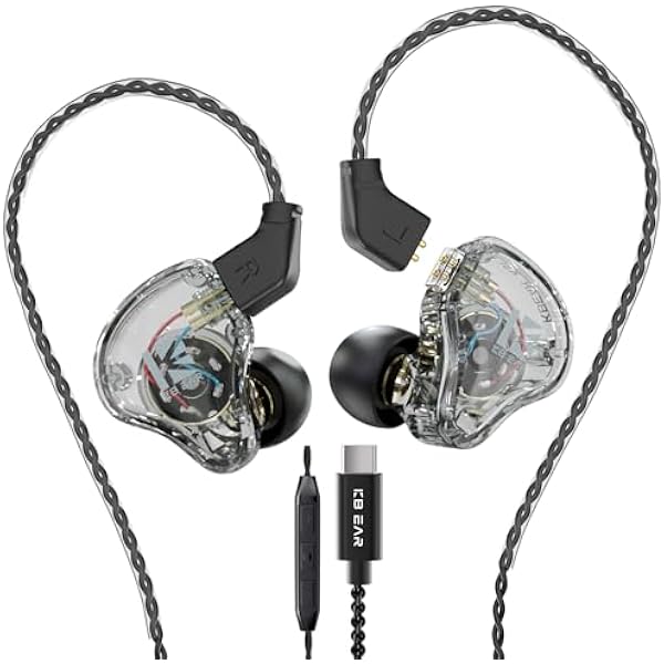 KBEAR KS1 USB C Headphones Crystal Clear Sound Earphones for Samsung Galaxy s23 s22 s21 s20 Ultra, Type C Earphone with Microphone Volume Control for Singers Musician