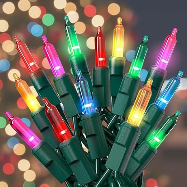 PREXTEX Christmas String Lights with Green Wire - 100 Count, 20 Ft Multicolored Christmas Tree Lights for Xmas Decorations Indoor and Outdoor - Warm Fairy String, Ideal for Patios, Fences, Holidays