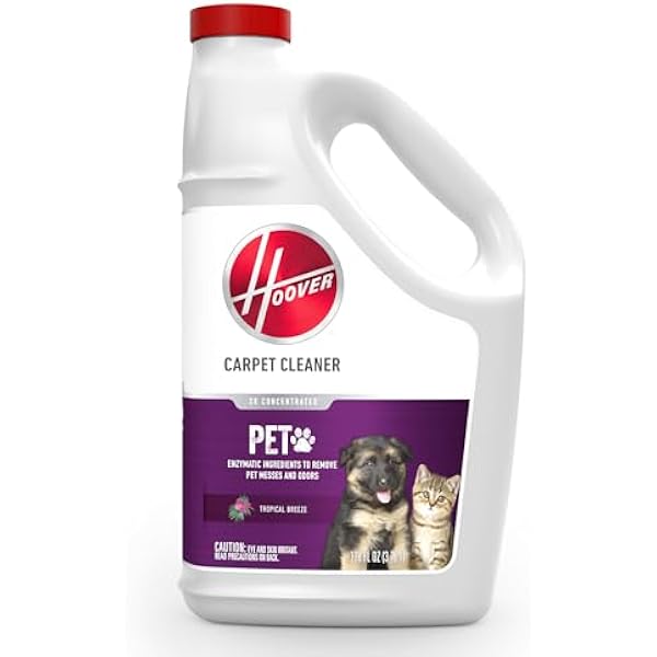 Hoover Pet Carpet Cleaner Solution, 128 oz., Tropical Breeze Scent, Deep Cleaning Shampoo Solution, Eliminates Urine Stains and Odors, Pair Carpet Cleaner Machine