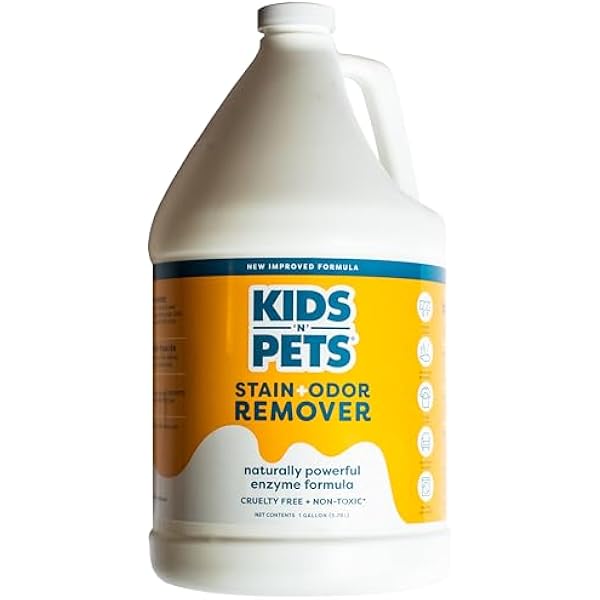 KIDS 'N' PETS Instant All-Purpose Stain & Odor Remover - Cleans Dog Pee, Cat Urine, Other Smells, Spots from Carpet, Couch, Mattress - Non-Toxic Chemicals & Child Safe Enzyme Cleaner - 1-Gallon