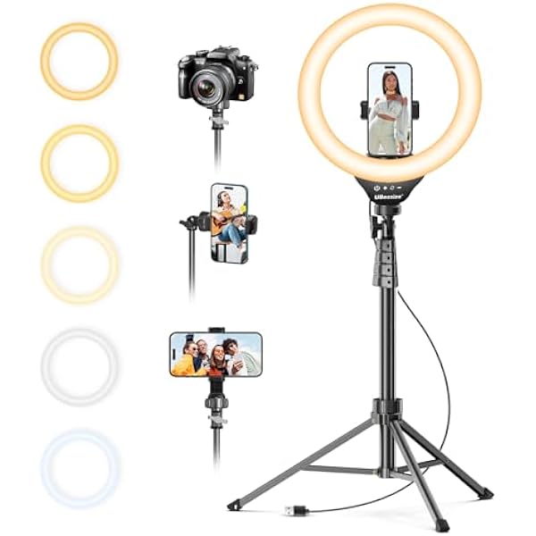 UBeesize 12'' Selfie Ring Light with 62’’ Tripod Stand for Video Recording, Live Streaming(YouTube, Instagram, TIK Tok), Compatible with Phones, Cameras and Webcams