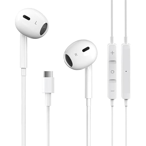 USB C Headphones for iPhone 17/16/15 Pro Max Plus Type C Earphones with Microphone & Remote Noise Cancelling Earbuds for iPhone 17/16/15 Pro, iPad, Galaxy S23/S22/S21/S20/Ultra Note 10/20