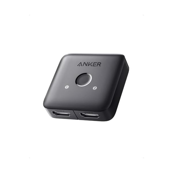 Anker HDMI Switch, 4K@60Hz HDMI Switcher, 2 in 1 Out with Smooth Finish, Supports HDR, 3D, Dolby, Compatible with Laptops, PC, Xbox Series, PS5 / PS4, Projector, and More