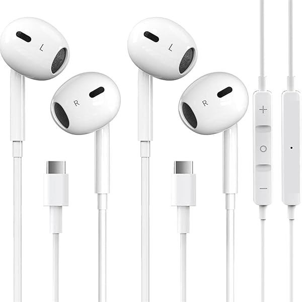 2 Packs USB C Headphones for iPhone 17/16/15 Pro Max Plus Type C Earphones with Microphone & Remote Noise Cancelling Earbuds for iPhone 17/16/15 Pro, iPad, Galaxy S23/S22/S21/S20/Ultra Note 10/20