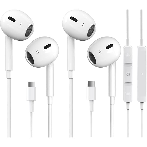 2 Packs USB C Headphones for iPhone 17/16/15 Earbuds with Microphone & Volume Control HiFi Stereo Type C Earphones for Galaxy S23/S22/S21/S20/Ultra Note 10/20, for iPad Pro Pixel 7/6/6a/ OnePlus 9