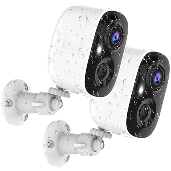 Security Cameras Wireless Outdoor,2K Indoor WiFi Wireless Cameras,Outside Battery Powered Camera for Home Security,AI Motion Detection,Color Night Vision,Spotlight,Siren Alarm,SD/Cloud Storage,2 Pack