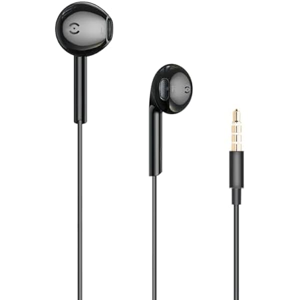 MAS CARNEY Wired Headphones Earbuds with Microphone WH9, in-Ear Wired Earphones Compatible with Samsung Huawei Vivo Oppo Mi Redmi, Black