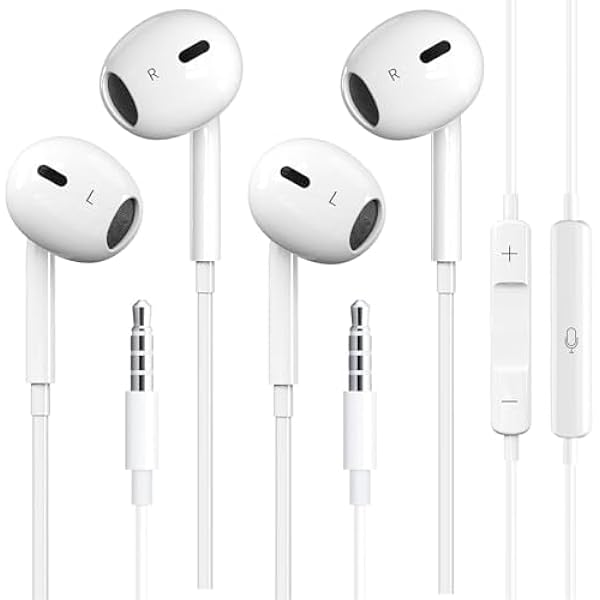 2 Pack Wired Headphones for iPhone Earbuds with 3.5mm Plug Earphones Built-in Microphone & Volume Control Compatible with iPhone/ipad/Android/Computer and Other 3.5mm Jack Devices