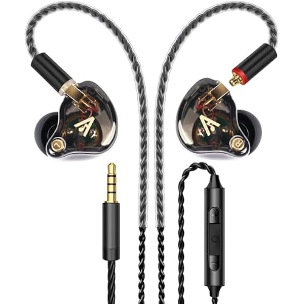 Vibes 202M Wired Earbuds - HiFi in Ear Monitor Headphones - Noise Isolating Ear Buds w/ Mic - Clear Sound, Deep Bass & Comfort-Fit Gaming Earphones - MMCX to 3.5mm & Silver Plated Cord, Carrying Case