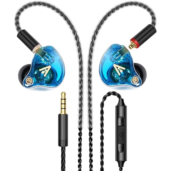 Vibes 202M Wired Earbuds - HiFi in Ear Monitor Headphones - Noise Isolating Ear Buds w/ Mic - Clear Sound, Deep Bass & Comfort-Fit Gaming Earphones - MMCX to 3.5mm & Silver Plated Cord, Carrying Case