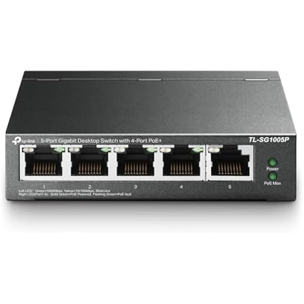 TP-Link TL-SG1005P, 5 Port Gigabit PoE Switch, 4 PoE+ Ports @65W, Desktop, Plug & Play, Sturdy Metal w/ Shielded Ports, Fanless, QoS & IGMP Snooping