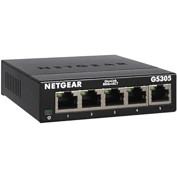 NETGEAR 5-Port Gigabit Ethernet Unmanaged Essentials Switch (GS305) - Home Network Hub, Office Ethernet Splitter, Plug-and-Play, Silent Operation, Desktop or Wall Mount