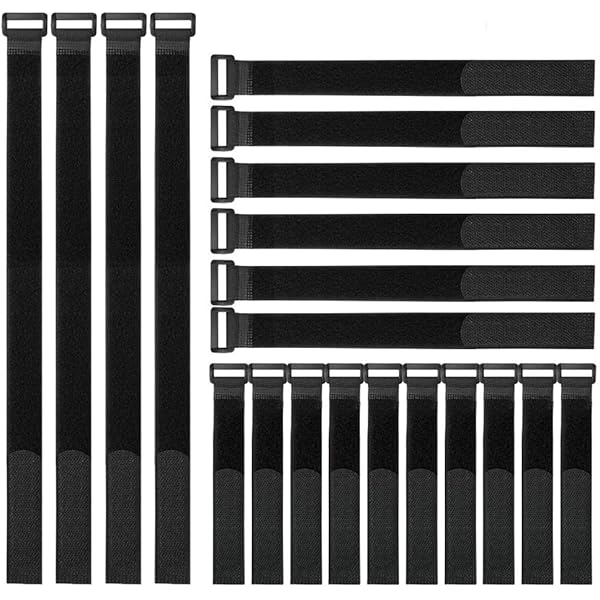 Reusable Fastening Cable Straps and Cable Ties Set 20 Pack(8"-12"-18"), Adjustable Multi-Purpose Hook and Loop Cord Ties to Keep Cords Organized and Tidy