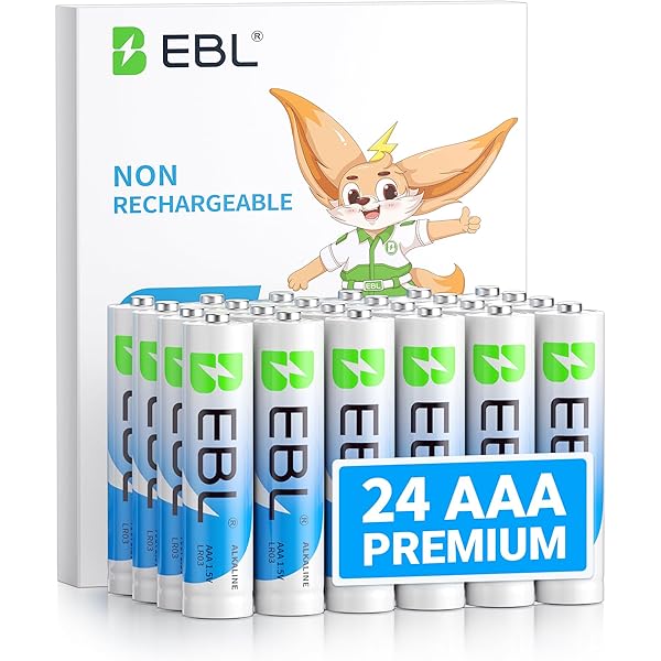 EBL AAA Batteries 24 Pack, 1.5V Alkaline Triple A Batteries, Long-Lasting Alkaline Power for All Your Devices, 10-Year Shelf Life Non-Rechargeable