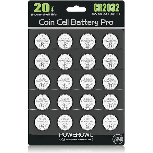 POWEROWL High Capacity CR2032 Battery (20-Pack) 3v Lithium Batteries, Leak-Free, Long Lasting Cr 2032