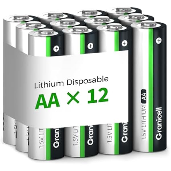 12-Pack Lithium AA Batteries | 1.5V for Blink Cameras, Smart Locks, Alarms & Tech Devices | 10-Year Life, Leak-Proof, Extreme-Temp Resistant (Non-Rechargeable)