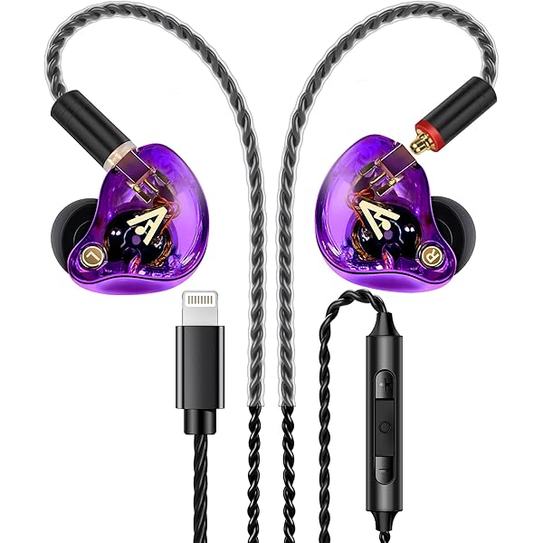 Vibes 202ML Wired Earbuds - HiFi in Ear Headphones for iPhone 5–14, Noise Isolating Ear Buds w/ Mic - Clear Sound, Deep Bass, Comfort-Fit Earphones - MMCX–Lightning, Silver Plated Cord, Carrying Case