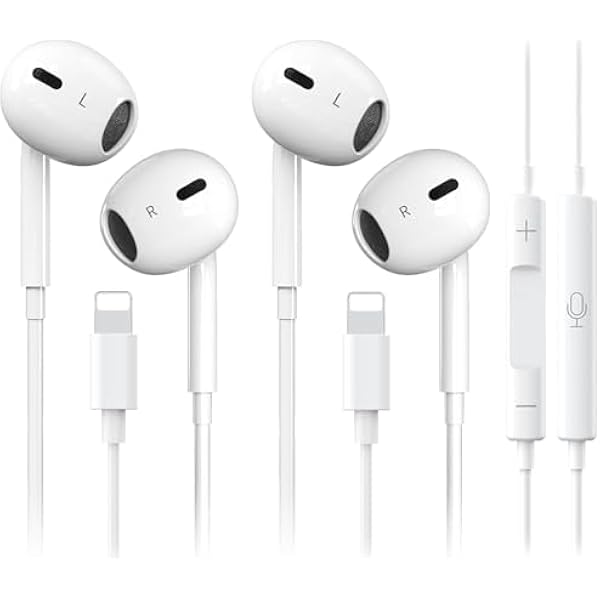 2 Packs-for iPhone Headphones Wired Earbuds/Earphones Nosie Reduction Built-in Microphone & Volume Control Headsets Compatible with iPhone 14/13/12/11/XR/XS/X/8/7/SE/Pro/Pro Max, Plug and Play