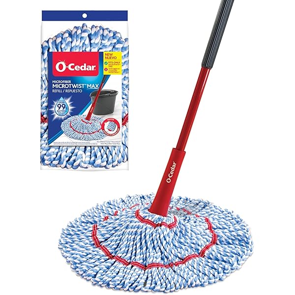 O-Cedar MicroTwist MAX Microfiber Twist Mop with 1 Extra Refill | Features Hands-Free Wringing | Extra Large 18-Inch Mop Head | Safe on All Floor Types