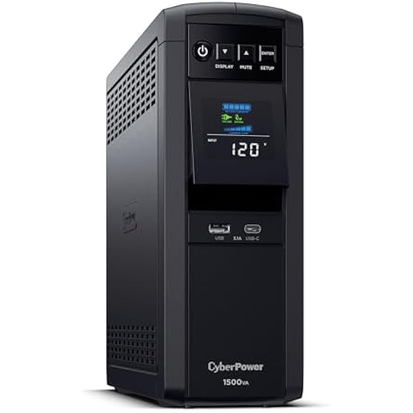 CyberPower CP1500PFCLCD PFC Sinewave UPS Battery Backup and Surge Protector, 1500VA/1000W, 12 Outlets, AVR, Mini Tower; UL Certified