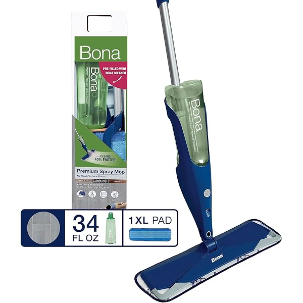 Bona Premium Spray Mop for Tile, Laminate & Hard-Surface Floors – Refillable with Prefilled Streak-Free Cleaner and Dual-Zone Microfiber Pad