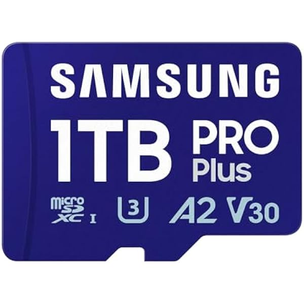 Samsung PRO Plus microSD Memory Card + Adapter, 1TB MicroSDXC, Up to 180 MB/s, Full HD & 4K UHD, UHS-I, C10, U3, V30, A2 for Android Phones, Tablets, GoPRO, DJI Drone, MB-MD1T0SA/AM, 2024