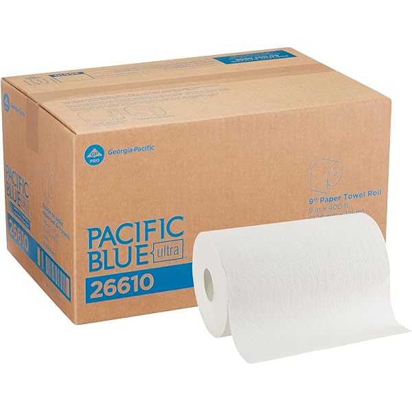 Georgia-Pacific, Pacific Blue Ultra, 9" Paper Towel Rolls (26610), White, 6 Rolls per Case, 400' per Roll
