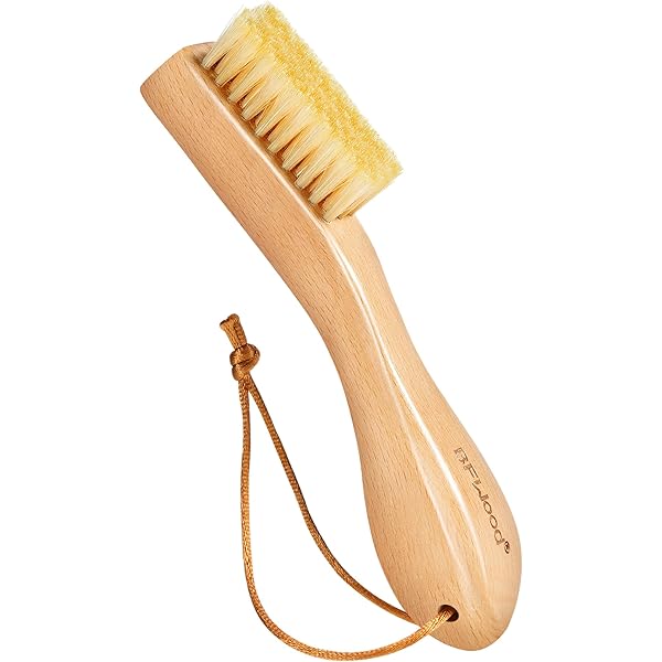 BFWood Laundry Stain Brush, Natural Soft Boar Bristles, Removes Tough Stains from Delicate Fabrics Like Knits, Cotton, and Linens, Gentle on Fabrics, No Damage