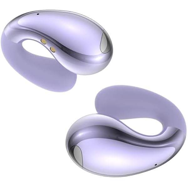 Ultra Open Ear Earbuds - Ergonomic Clip-On Earbuds, Small Bone Conduction Over-The-Ear Headphones with Waterproof Design, Perfect Running Headphones for Sports and Fitness, Purple