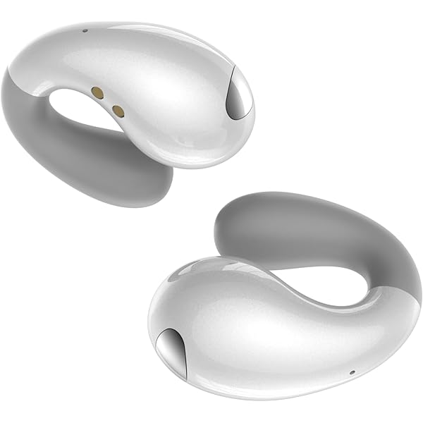 Ultra Open Ear Earbuds - Ergonomic Clip-On Earbuds, Small Bone Conduction Over-The-Ear Headphones with Waterproof Design, Perfect Running Headphones for Sports and Fitness, Elegant White