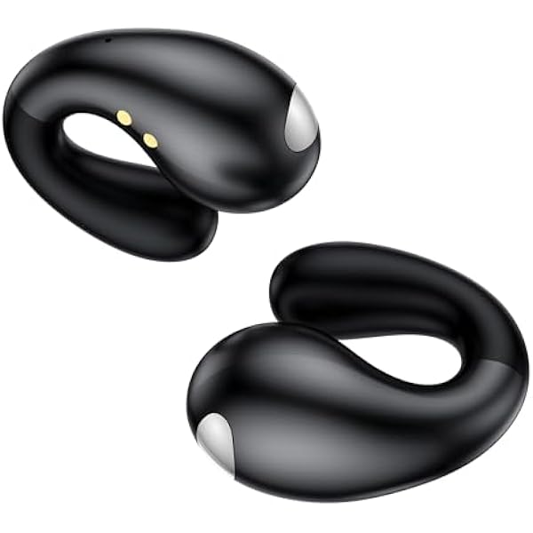 Ultra Open Ear Earbuds - Ergonomic Clip-On Earbuds, Small Bone Conduction Over-The-Ear Headphones with Waterproof Design, Perfect Running Headphones for Sports and Fitness, Carbon Black