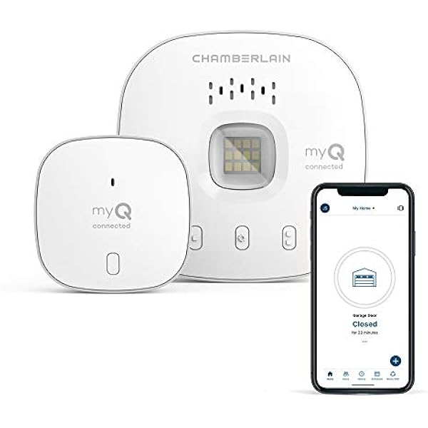 CHAMBERLAIN Smart Garage Control - Wireless Garage Hub and Sensor with Wifi & Bluetooth - Smartphone Controlled, myQ-G0401-ES, White