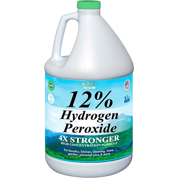 Nature's Freedom 12% Hydrogen Peroxide, Food Grade H2O2 and Purified Water Only, 1 Gallon Solution
