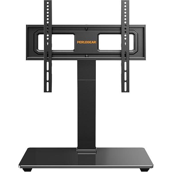 Perlegear Universal Swivel TV Stand Base for 32–70 inch TVs, Height Adjustable Table Top TV Stand Mount with Tilt, Tempered Glass Base, Holds up to 88 lbs, Max VESA 400x400mm, PGTVS26