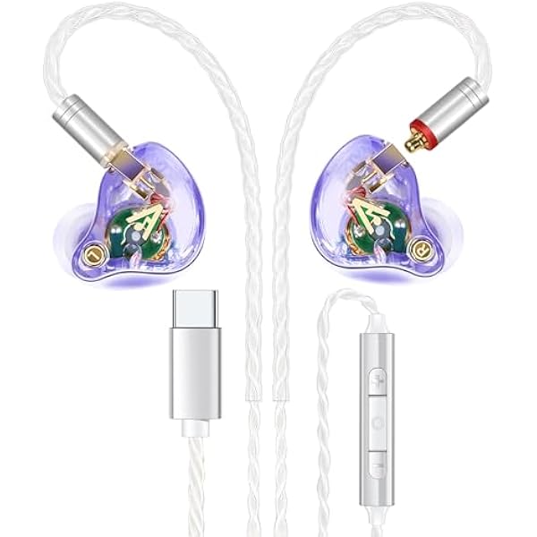 Vibes 202MC USB-C Wired Earbuds - USBC HiFi in Ear Headphones for iPhone 17/16/15 - Noise Isolating Ear Buds w/ Mic - Clear Sound, Deep Bass & Comfort-Fit Earphones - Silver Plated Cord, Carrying Case