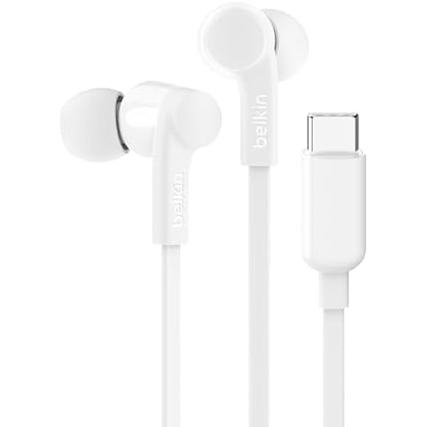 Belkin SoundForm Wired Earbuds with USB-C Connector, in-Ear Earphones w/Microphone - USB-C Headphones for iPhone 17, iPhone 16, iPad mini, Galaxy S25, Google Pixel 9, Android, and More - White