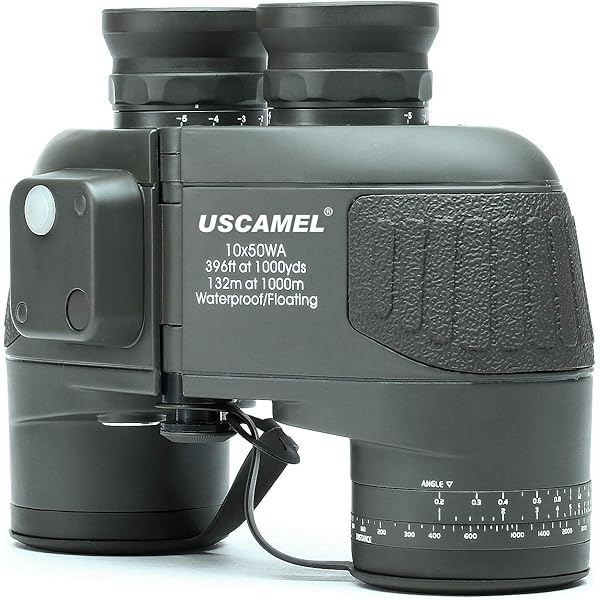 USCAMEL 10X50 Marine Binoculars for Adults with Rangefinder Compass, Waterproof Marine Binoculars for Sailing Boating Fishing