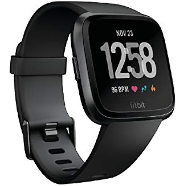 Fitbit Versa Smart Watch, Multisport Tracker, Black/Black Aluminium, One Size (S & L Bands Included) (Renewed)