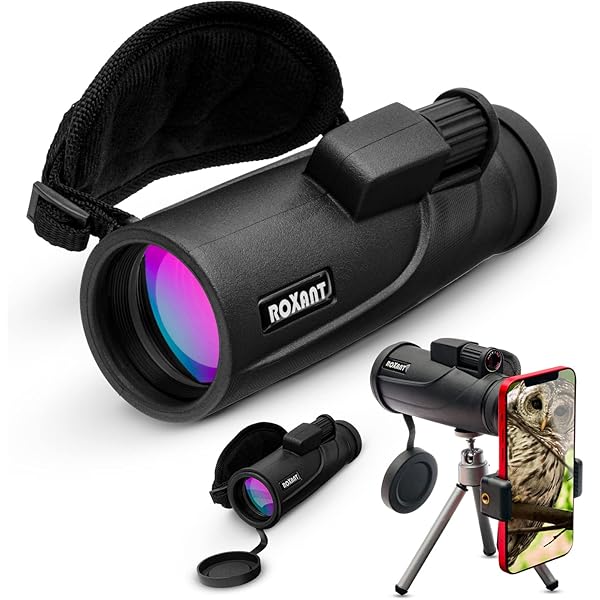 Roxant Falcon Monocular Telescope for Smartphone - 10x42 High Definition BAK4 Prism Focusing Scope - Monoculars for Adults - Includes Monocular, Phone Adapter, Mini Tripod, Case & Lens Cap