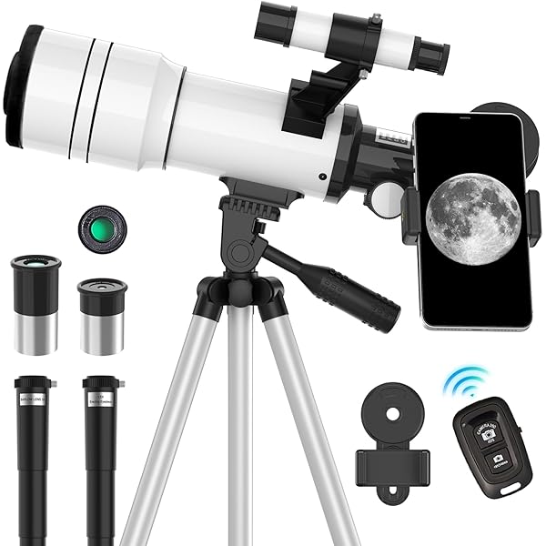 ToyerBee Telescope for Adults & Kids, 70mm Aperture Astronomical Refractor Telescopes for Astronomy Beginners (15X-150X), 300mm Portable Telescope with an Phone Adapter & A Wireless Remote