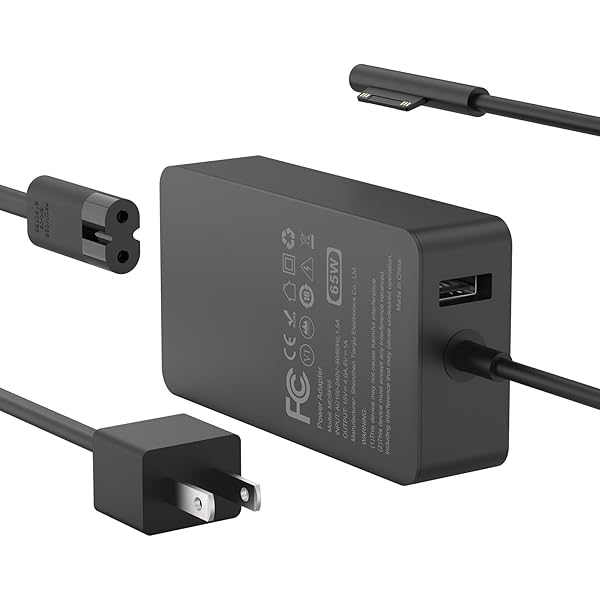 65W Charger Compatible with Microsoft Surface Pro 11, 10, 9, 8, 7+, 7, 6, 5, 4, 3, X, Power Adapter for Windows Surface Laptop 7/6/5/4/3/2/1, Go Tablet, Book 3/2/1, Support 44W, 36W, LED, 10FT