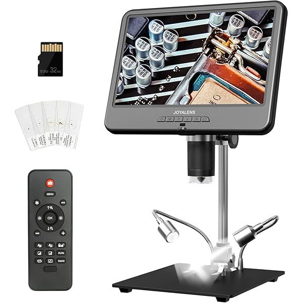 JL210 10.1'' Digital Microscope for Adults, Coin Magnifier Microscopes Full View for Error Coins, Soldering Electronics Microscopes Camera, 8 LED, 12.6" Metal Stand, PC View, 32GB