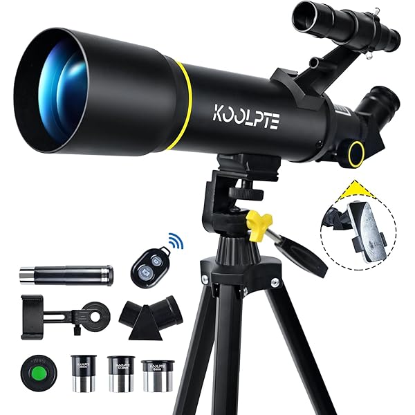 Telescope, 70mm Aperture 400mm AZ Mount Astronomical Refracting Telescopes (20x-200x) for Kids & Adults, Portable Travel with Tripod Phone Adapter, Remote Control, Easy to Use, Black
