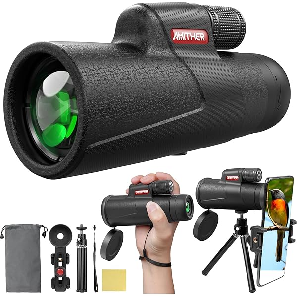 80x100 Monocular Telescope for Smartphones - High Powered HD Monocular with Tripod & Adapter, Low Light Vision for Adults - for Wildlife, Bird Watching, Hunting, Hiking